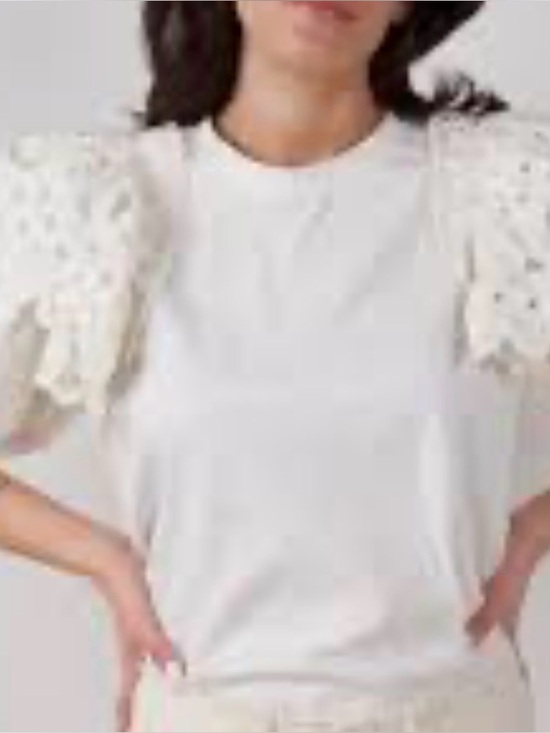 Sea New York Tops - Sea New York hazel eyelet puff sleeve t shirt - white 100% cotton size small